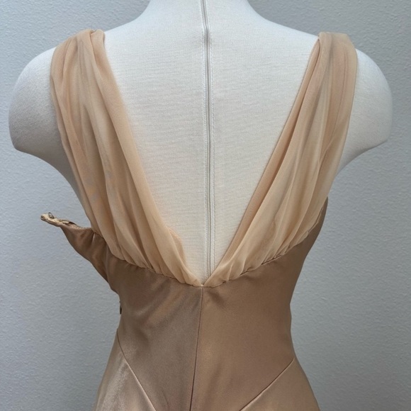 Cache Gown Vintage Dress Formal 90s Y2K Prom Gold Yellow Sleeveless Size 2 Small - Picture 7 of 17